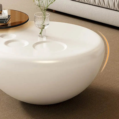 Nesting 42  Modern Round Creamy White Coffee Table, 2 pieces for Living Room - 62