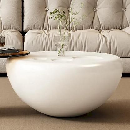 Nesting 42  Modern Round Creamy White Coffee Table, 2 pieces for Living Room - 62