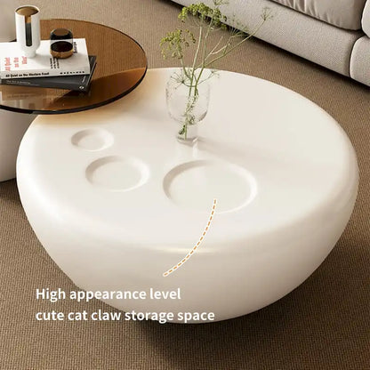 Nesting 42  Modern Round Creamy White Coffee Table, 2 pieces for Living Room - 62
