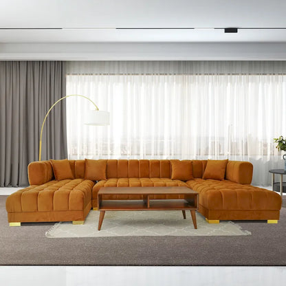 Elegante 3-Piece Velvet U-Shaped Corner Sectional Sofa
