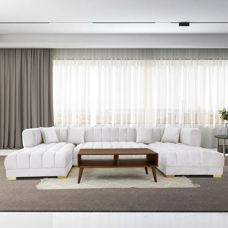 Elegante 3-Piece Velvet U-Shaped Corner Sectional Sofa