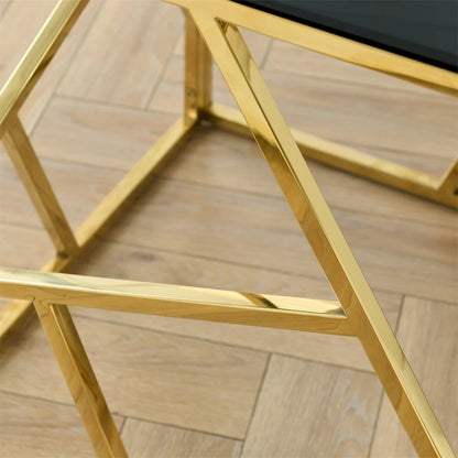 Metal Frame Tempered Glass End Table with Storage Space