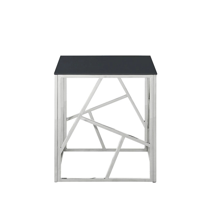Metal Frame Tempered Glass End Table with Storage Space