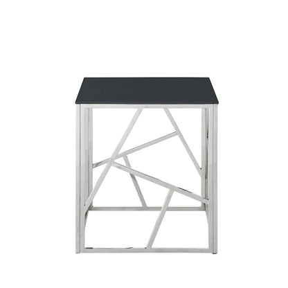 Metal Frame Tempered Glass End Table with Storage Space