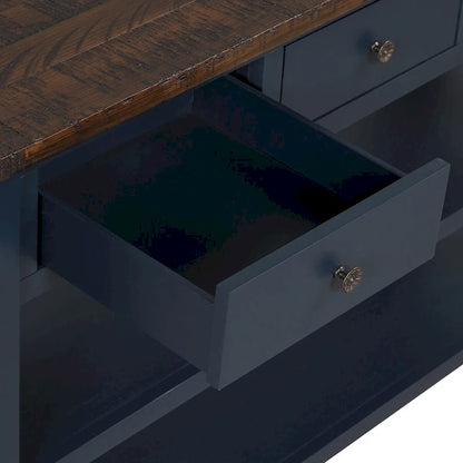 48  Solid Pine Wood Top Console Table with Drawers and Shelve