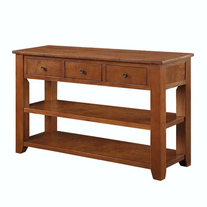 48  Solid Pine Wood Top Console Table with Drawers and Shelve