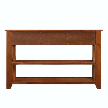 48  Solid Pine Wood Top Console Table with Drawers and Shelve
