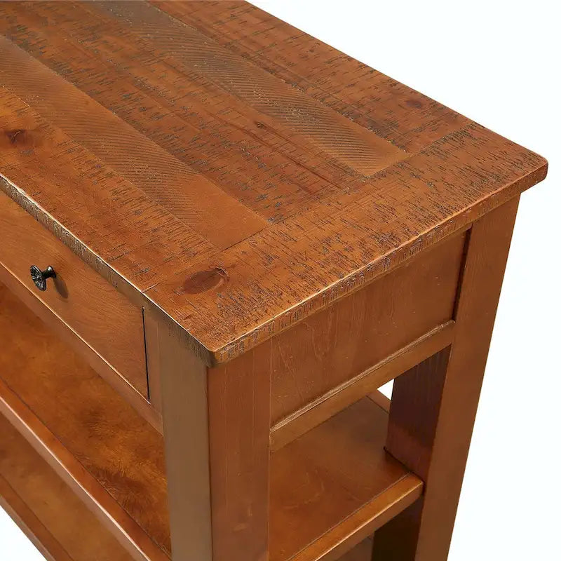 48  Solid Pine Wood Top Console Table with Drawers and Shelve