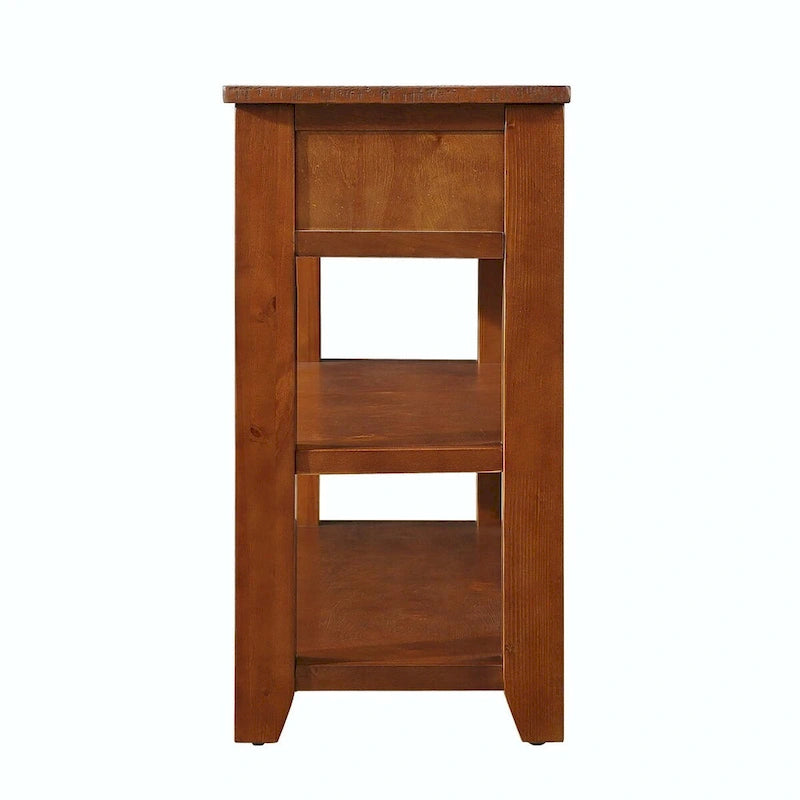 48  Solid Pine Wood Top Console Table with Drawers and Shelve