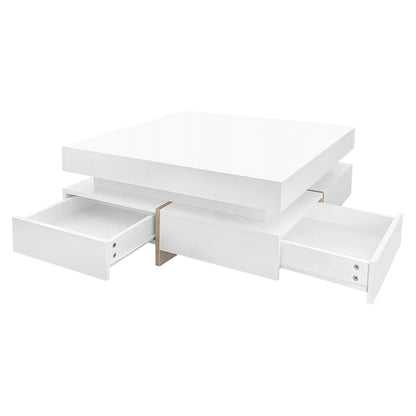 Modern High Gloss Coffee Table with 4 Drawers