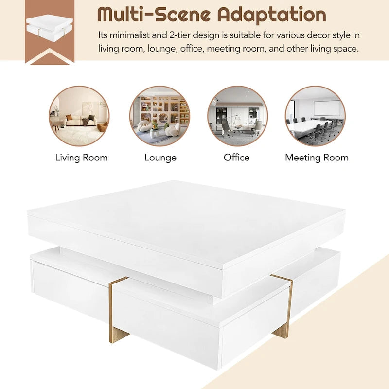 Modern High Gloss Coffee Table with 4 Drawers