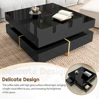 Modern High Gloss Coffee Table with 4 Drawers