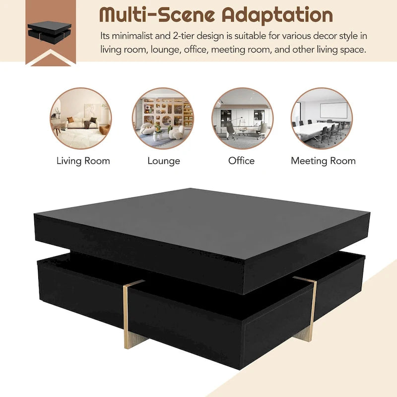 Modern High Gloss Coffee Table with 4 Drawers