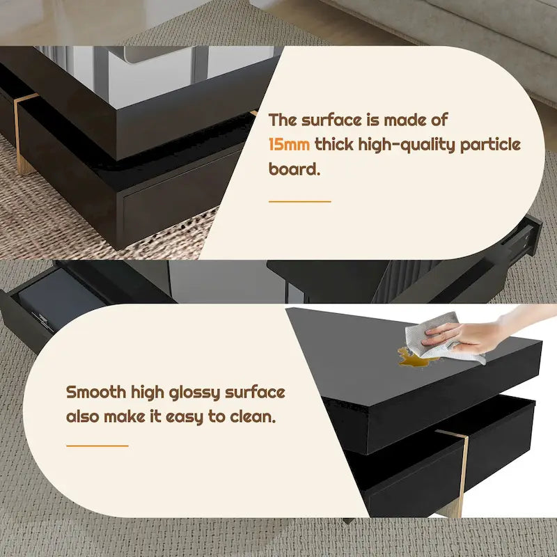 Modern High Gloss Coffee Table with 4 Drawers