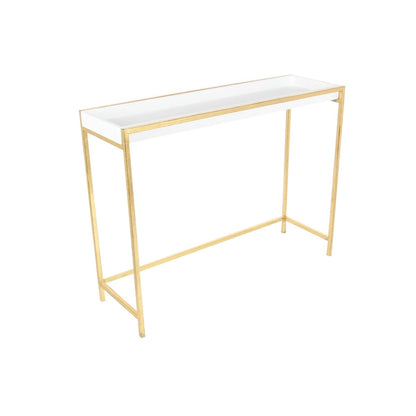 Wood Geometric Nesting Console Table with Gold Metal Legs - Set of 2 White - Roche River Decor