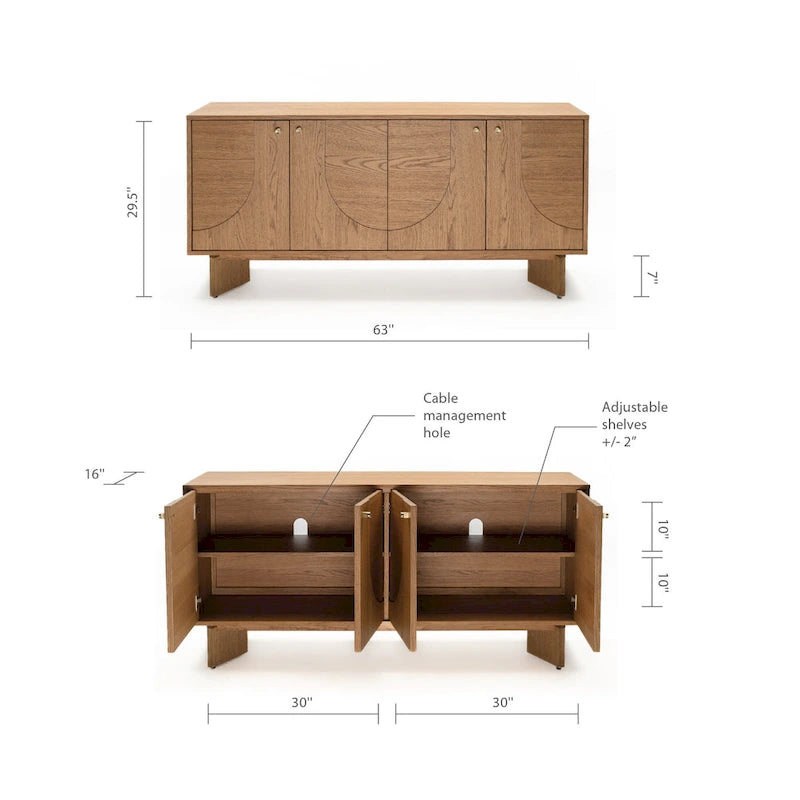 Studio London Modern Sideboard Oak Storage Cabinet and Buffet Console