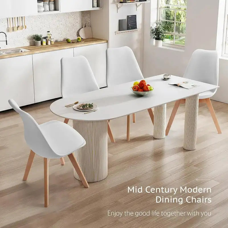 Dining Chairs Set of 4, Mid-Century Modern Dining Room Side Seating, Kitchen Chairs with Wood Legs for Living Room