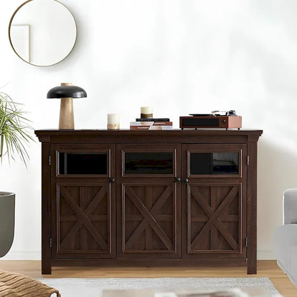 Roomfitters 3 Doors Cabinet Large Buffet Sideboard Cabinet, Bar Wine Cabinet, Buffet Cabinet Table Coffee Bar Wine Bar