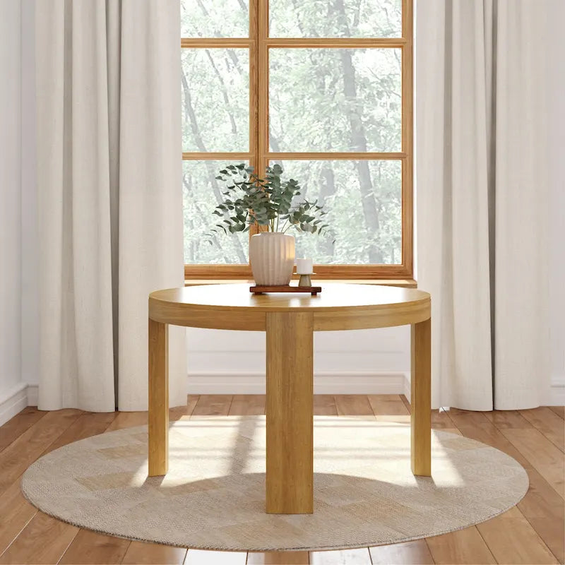 Plank and Beam Contour Solid Wood Round Dining Table - 47