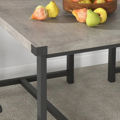 Rectangular Dining Table Set for 4 People with 2 Upholstered Benches