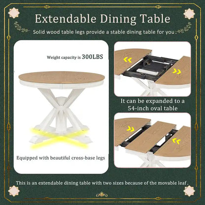 Retro Functional Extendable Dining Table with a 12  Leaf