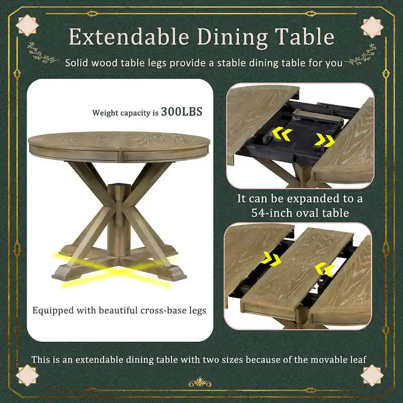 Retro Functional Extendable Dining Table with a 12  Leaf
