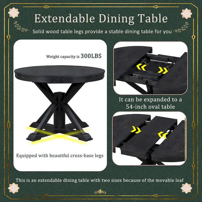 Retro Functional Extendable Dining Table with a 12  Leaf