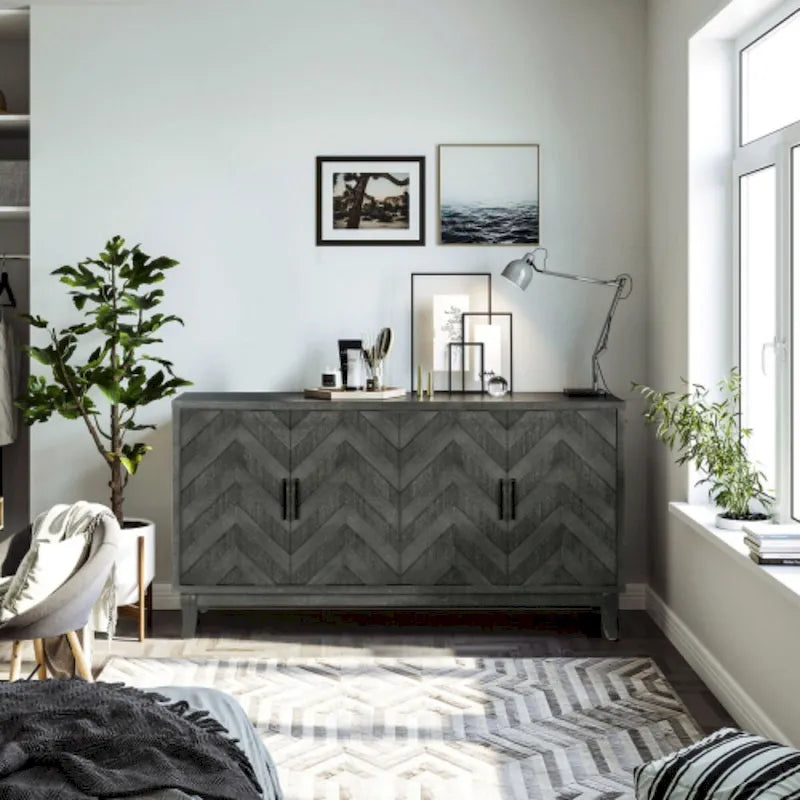 Accent Sideboard Four Doors Storage Cabinet Buffet for Dining Room, Entrance and Hallway