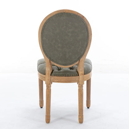 Mid-century Modern Dining Chairs Set of 4, PU Leather High-end Tufted Dining Room Chair with Nailhead Trim Solid Wood Legs