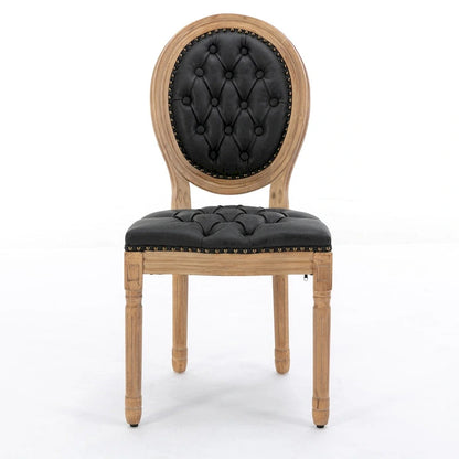 Mid-century Modern Dining Chairs Set of 4, PU Leather High-end Tufted Dining Room Chair with Nailhead Trim Solid Wood Legs