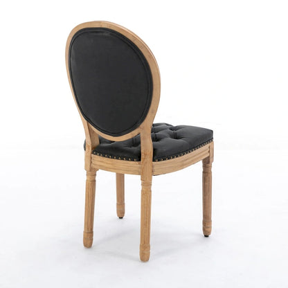Mid-century Modern Dining Chairs Set of 4, PU Leather High-end Tufted Dining Room Chair with Nailhead Trim Solid Wood Legs