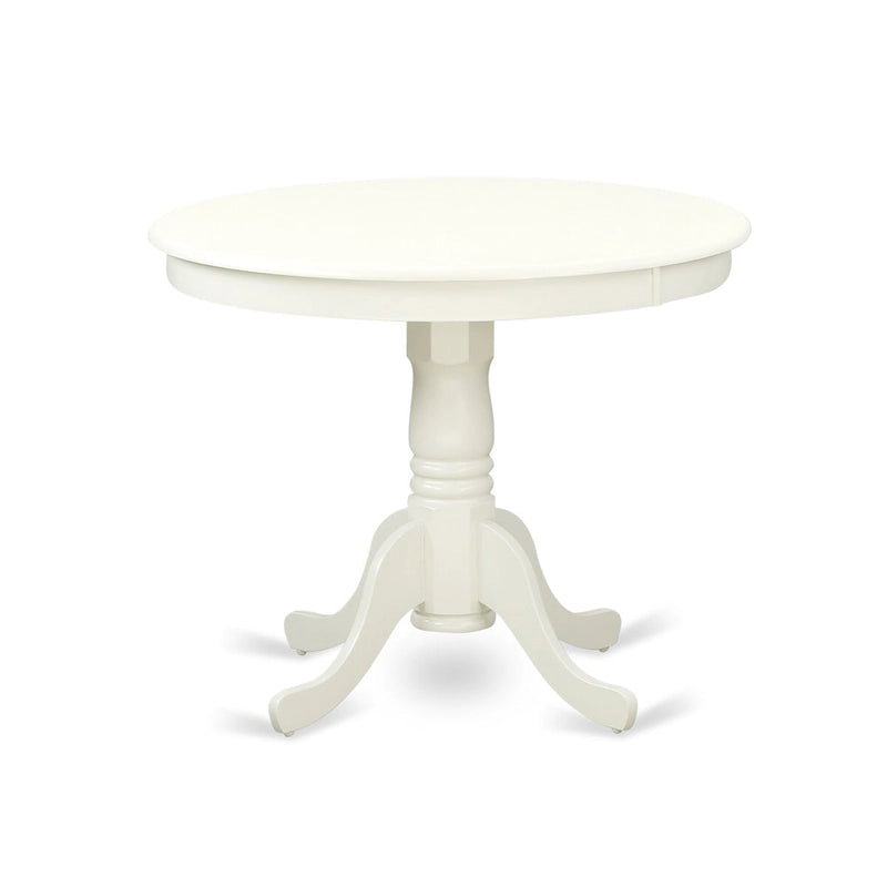 East West Furniture 5 Piece Kitchen Table Set- a Dining Table and 4 Faux Leather Dining Chairs, 36x36 Inch, Linen White