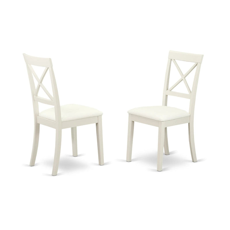 East West Furniture 5 Piece Kitchen Table Set- a Dining Table and 4 Faux Leather Dining Chairs, 36x36 Inch, Linen White