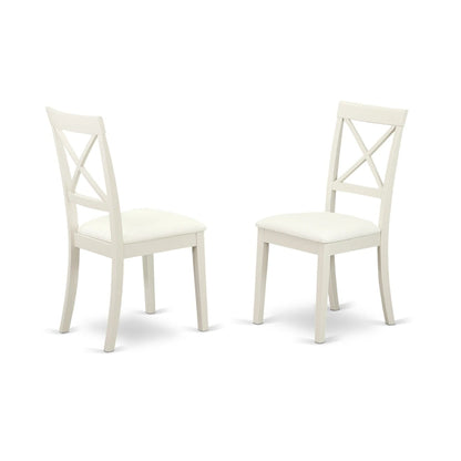 East West Furniture 5 Piece Kitchen Table Set- a Dining Table and 4 Faux Leather Dining Chairs, 36x36 Inch, Linen White