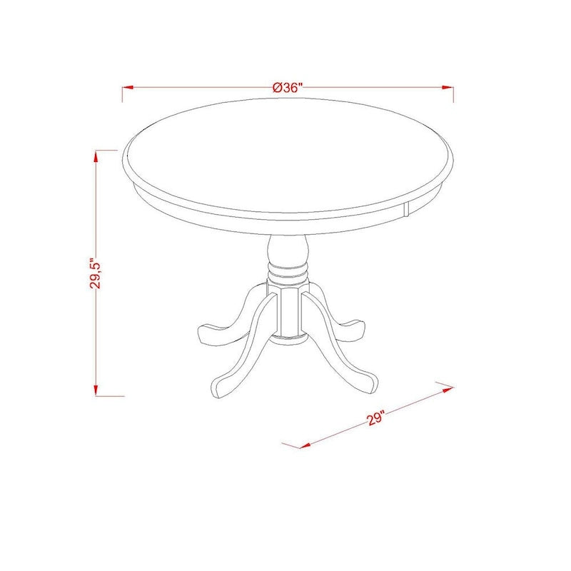 East West Furniture 5 Piece Kitchen Table Set- a Dining Table and 4 Faux Leather Dining Chairs, 36x36 Inch, Linen White