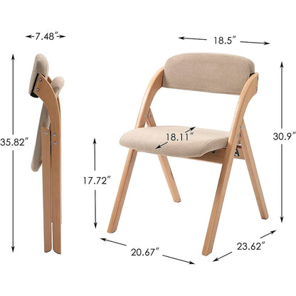 Wooden Stackable Dining Folding Chairs with Padded Seats(Set of 4)