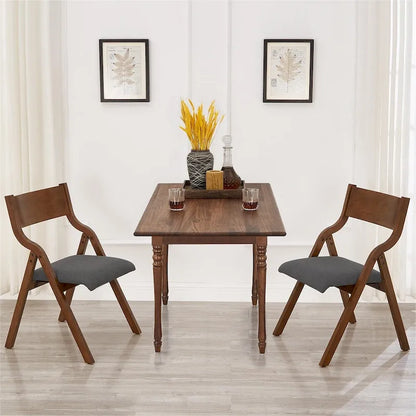 Upholstered Folding Dining Chair with Wood Legs (Set Of 2)