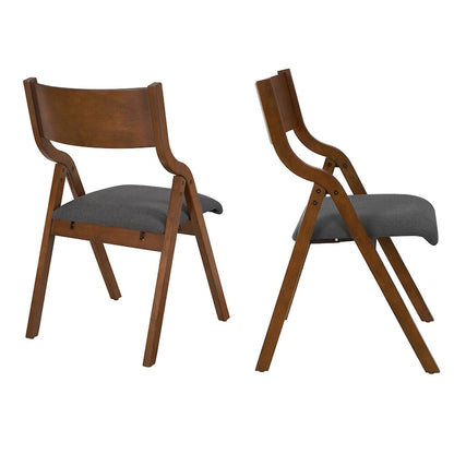 Upholstered Folding Dining Chair with Wood Legs (Set Of 2)