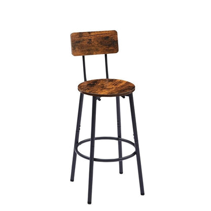 3-Piece Industrial Bar Table Set with 2 Stools, Small Round Counter Height Bistro Pub Dining Table Set for Kitchen, Small Space