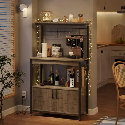 Industrial Rolling Coffee Bar Shelf - 14.57 D x 31.5 W x 45.2 H