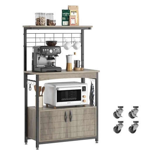 Industrial Rolling Coffee Bar Shelf - 14.57 D x 31.5 W x 45.2 H