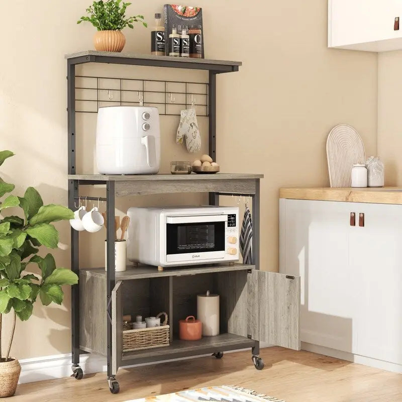 Industrial Rolling Coffee Bar Shelf - 14.57 D x 31.5 W x 45.2 H