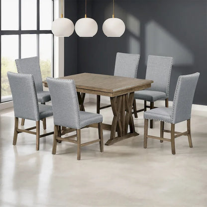 7-Piece Extendable Dining Table Set with Chairs and 12  Leaf