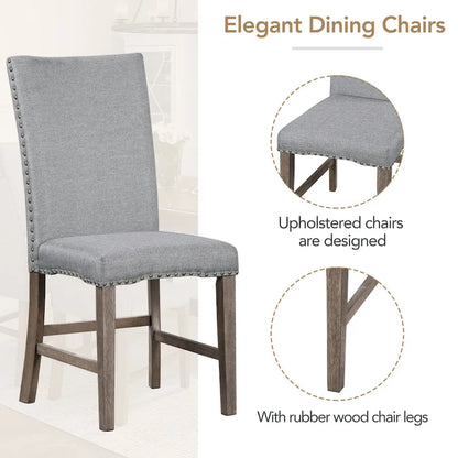 7-Piece Extendable Dining Table Set with Chairs and 12  Leaf