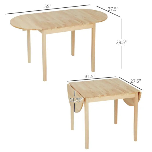 55  Solid Wood Kitchen Table,Drop Leaf Tables,Folding Dining Table