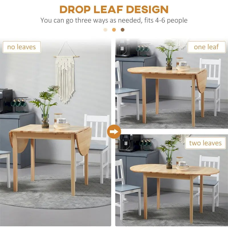 55  Solid Wood Kitchen Table,Drop Leaf Tables,Folding Dining Table