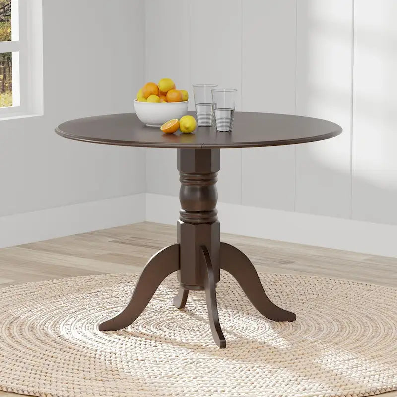 5-Piece Dining Set, 42  Round Drop-Leaf Table and Slat Back Chairs