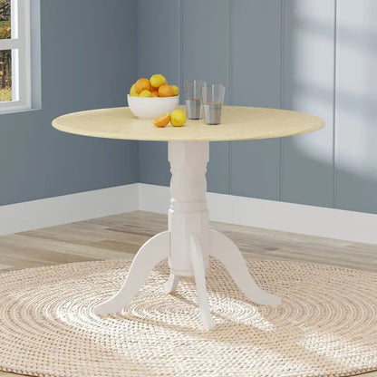 5-Piece Dining Set, 42  Round Drop-Leaf Table and Slat Back Chairs