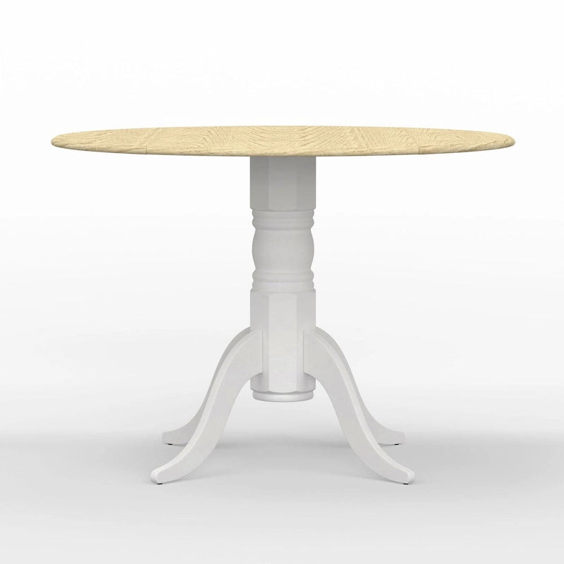 5-Piece Dining Set, 42  Round Drop-Leaf Table and Slat Back Chairs
