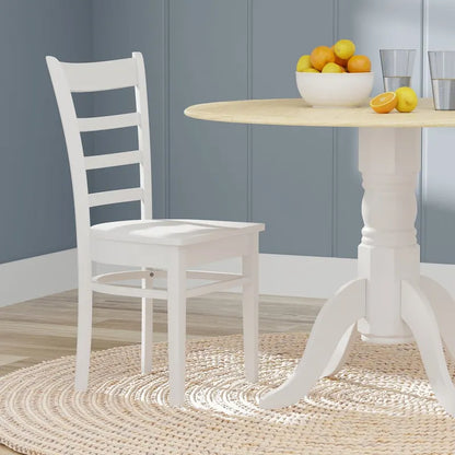 5-Piece Dining Set, 42  Round Drop-Leaf Table and Slat Back Chairs